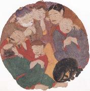 unknow artist The Seven Sleepers in the cave of Ephesus with their dog Spain oil painting artist